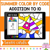 Summer Digital Color by Code Addition to 10 Boom Cards