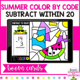 Summer Digital Color by Code Subtraction Within 20 Boom Cards