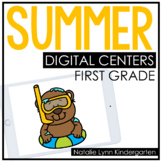 Summer Digital Math and Literacy Centers for First Grade