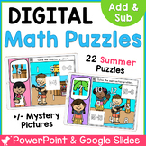 Summer Digital Mystery Puzzles | Addition and Subtraction 