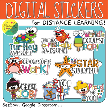 Preview of Summer Digital Stickers for Google Classroom and Seesaw