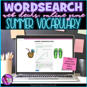 Preview of Summer Digital Word Search online game for distance learning