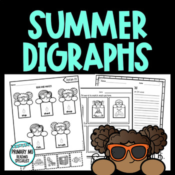 Preview of Summer Digraphs with Short Vowels | CH | SH | TH | CK | Worksheets | NO PREP