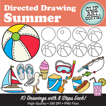Preview of Summer Directed Drawing Clip Art