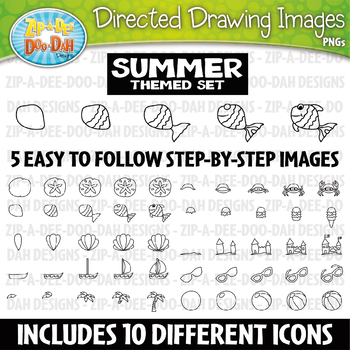 Preview of Summer Directed Drawing Images Clipart Set {Zip-A-Dee-Doo-Dah Designs}