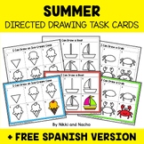 Summer Directed Drawing Task Card Activities + FREE Spanish