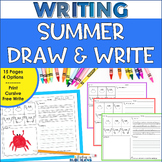 Summer Directed Drawing Writing Prompts - Print and Cursiv