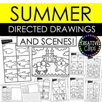 Preview of Summer Directed Drawings and Scenes {Made by Creative Clips Clipart}