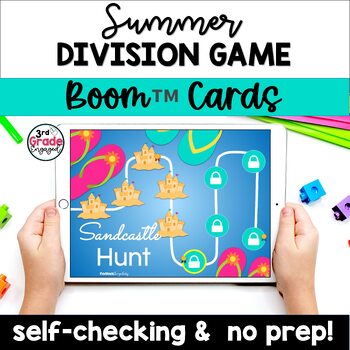 Preview of Summer Division Digital Math Boom Cards Game