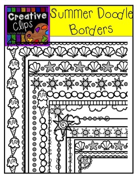 Preview of Summer Doodle Borders {Creative Clips Digital Clipart}
