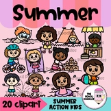 Summer Doodle Kids Verbs Clip Art-  Clipart Verbos de Verano