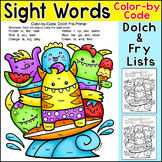Color by Sight Words Summer Monsters - End of Year Activity
