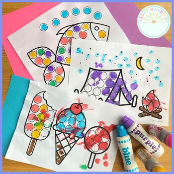 Summer Dot Art Worksheets - Summer Dot Marker Printables - Summer ...