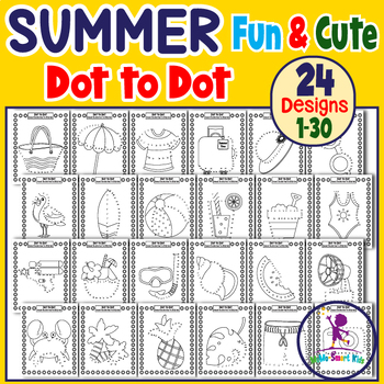 Preview of Summer Dot to Dot / Connect the Dots Numbers 1-30 | Fun End of Year Activity
