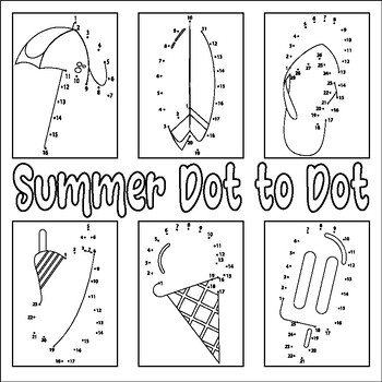 Preview of Summer Dot to Dot Pages for Kids