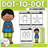 Summer Day Dot to Dot Worksheets Counting Numbers Connect 