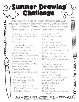 Summer Drawing Challenge for Elementary by Emily Glass | TpT