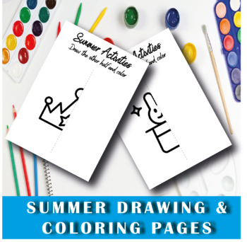 Preview of Summer Drawing & Summer Coloring Pages, Kids Activity Book, end of year