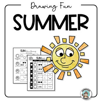 Preview of Summer Drawing • Easy Art Lessons  • Fun Art Sub Lesson • Drawing Games