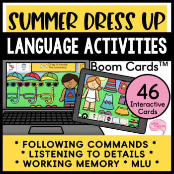 Preview of Summer Dress Up Receptive and Expressive Language Speech Therapy Boom Cards™