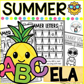 Preview of Summer NO PREP ELA Worksheets Activities & Writing Crafts for K-2