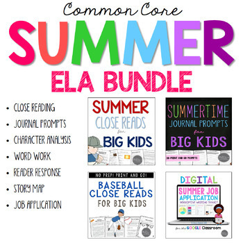Preview of Summer ELA Activities Bundle for Middle School