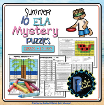 Preview of Summer Color by Code ELA Mystery Puzzles 4th Grade Edition