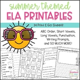 Summer ELA Printables ~ 34 Print & Go Sheets