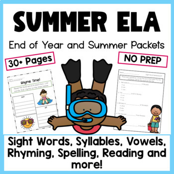 Preview of Summer ELA Worksheets for Summer Activities and Summer Reading Packets