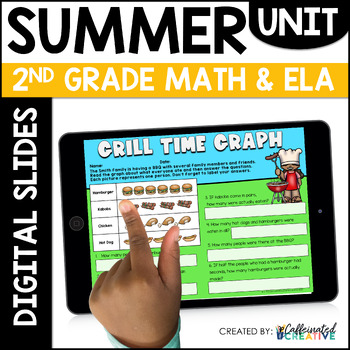 Preview of Summer ELA and Math Digital Activities for 2nd Grade Google Slides
