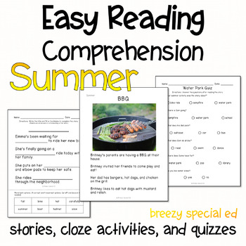 Preview of Summer - Easy Reading Comprehension for Special Education