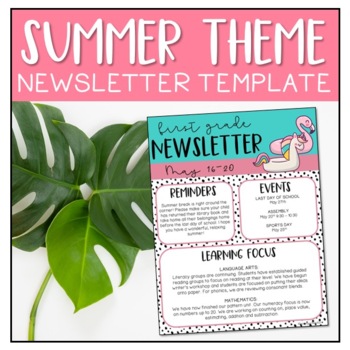 Preview of Summer Editable Classroom Newsletter | Retro Summer Vibes | May
