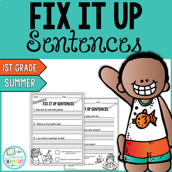 Preview of Summer Editing Sentences: First Grade, Capitalization, Punctuation, Spelling