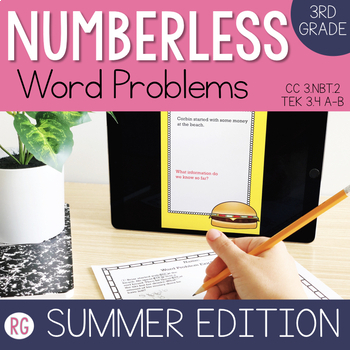 Preview of Summer Numberless Word Problems | Summer School Word Problems