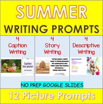 Preview of Summer/ End of School Writing Prompts with Pictures | Distance Learning