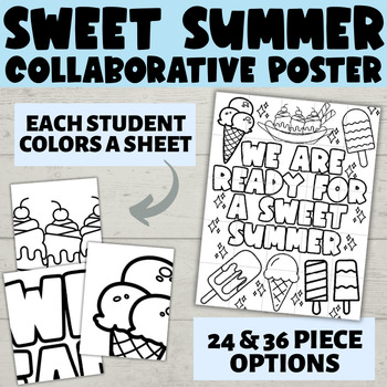 Preview of Summer End of The Year Collaborative Poster | Class Mural Coloring Ice Cream