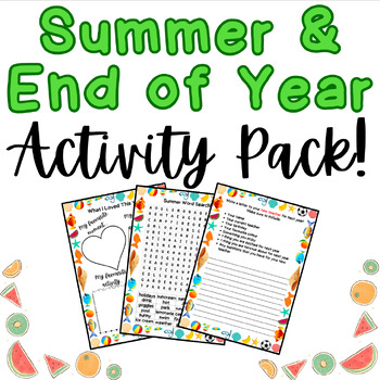 Preview of Summer & End of Year Activity Pack!