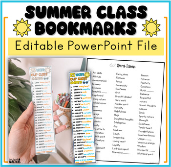 Preview of Summer End of Year Bookmarks Class Gift Editable Student EOY Gift