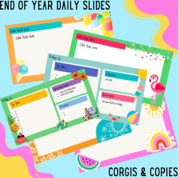 Preview of Summer End of Year Daily Agenda Google Slides Template