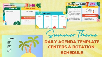 Preview of Summer/End of Year Daily Agenda Slides & Center Rotations Template