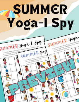 Preview of Summer End of Year I-Spy Yoga, OT, PT, Movement, Exercise, Brain Breaks, PE