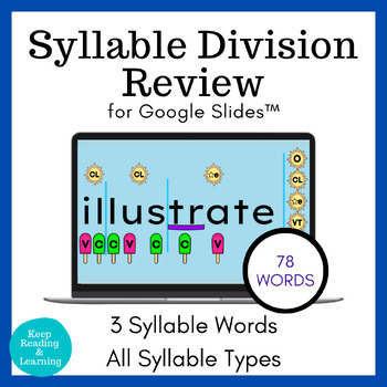 Preview of Summer End of Year Phonics Syllable Division 3 Syllable Words for Google Slides™