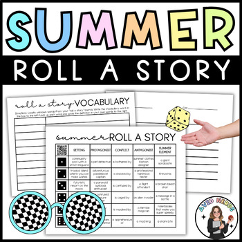 Preview of Summer/End of Year Roll a Story | Creative Narrative Writing Prompts | Editable