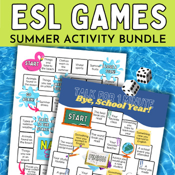 Preview of ESL Summer Board Games End of the School Year Activities BUNDLE