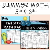 Summer End of the Year Math Activity BUNDLE 5th and 6th Wo