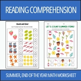 Summer, End of the Year Math Worksheet, Counting Activities