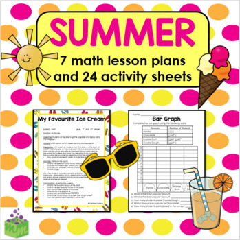 Preview of Summer End of the Year Math lesson plans and activity sheets *NO PREP