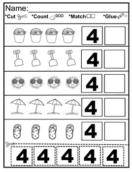 Summer Errorless Numbers 1-5: Identification & Counting Special Ed./ Autism