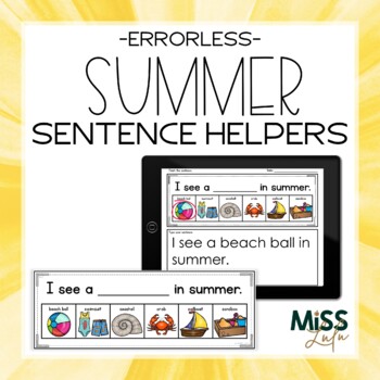 Preview of Summer Errorless Sentence Helpers - Printable and Digital