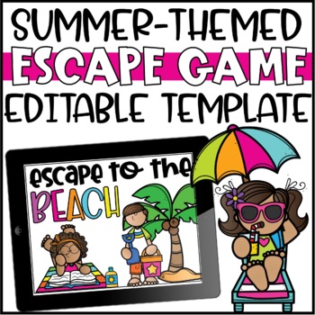 Preview of Summer Escape Room Editable Template